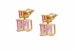 Rectangle Drop Earrings Pink-3