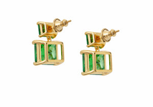 Rectangle Drop Earrings Green-3