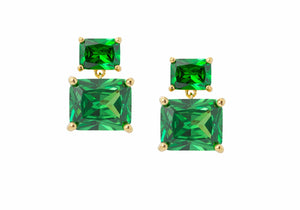 Rectangle Drop Earrings Green-1