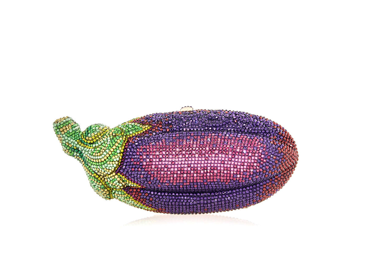 Eggplant crystal clutch front view