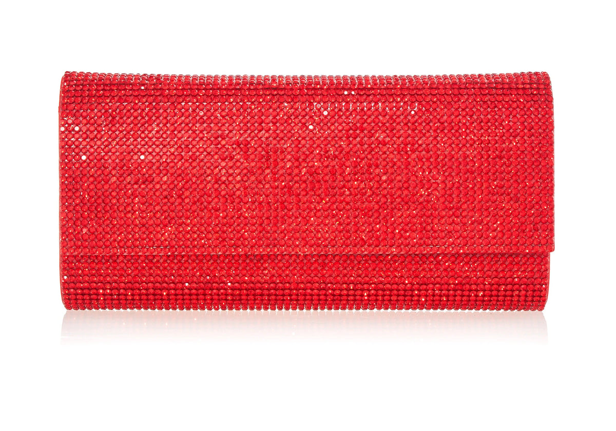 Perry Crystal Red Clutch front view