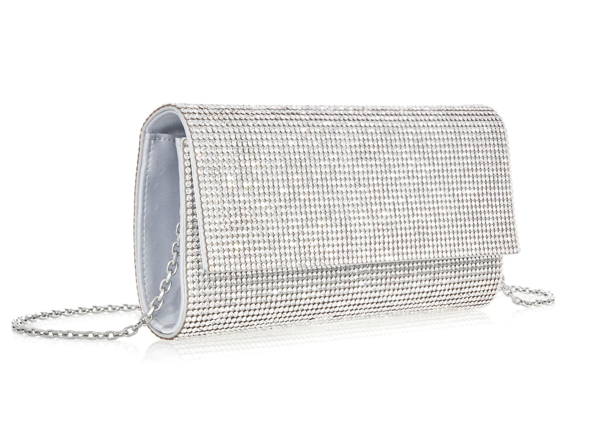 Judith Leiber Silver Crystal Perry Clutch