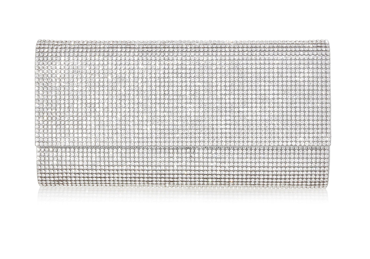 Perry Crystal Silver Clutch