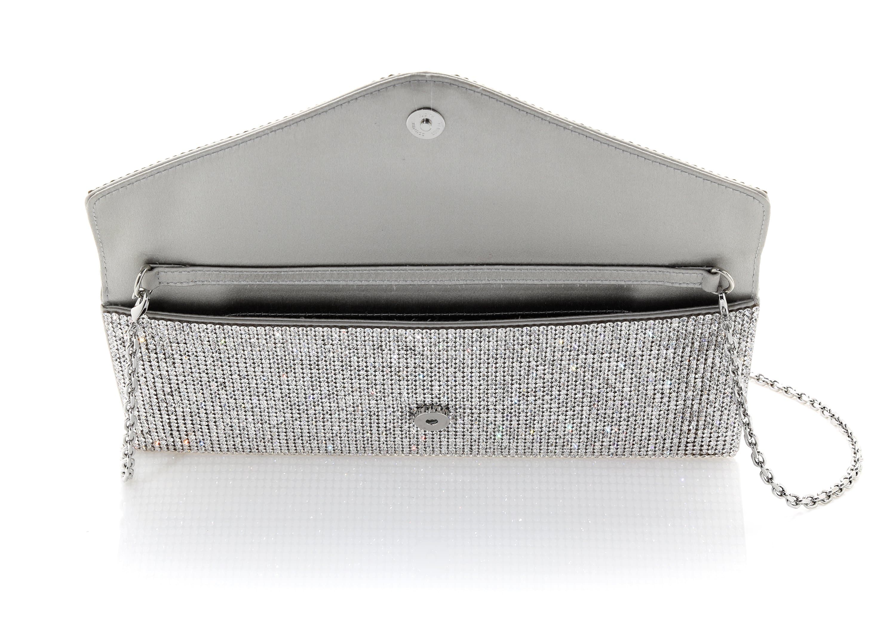 JUDITH LEIBER COUTURE Hot Lips crystal-embellished silver-tone clutch