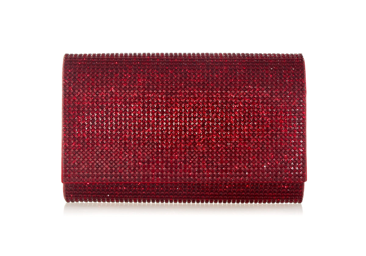 Fizzy Crimson red crystal clutch front view