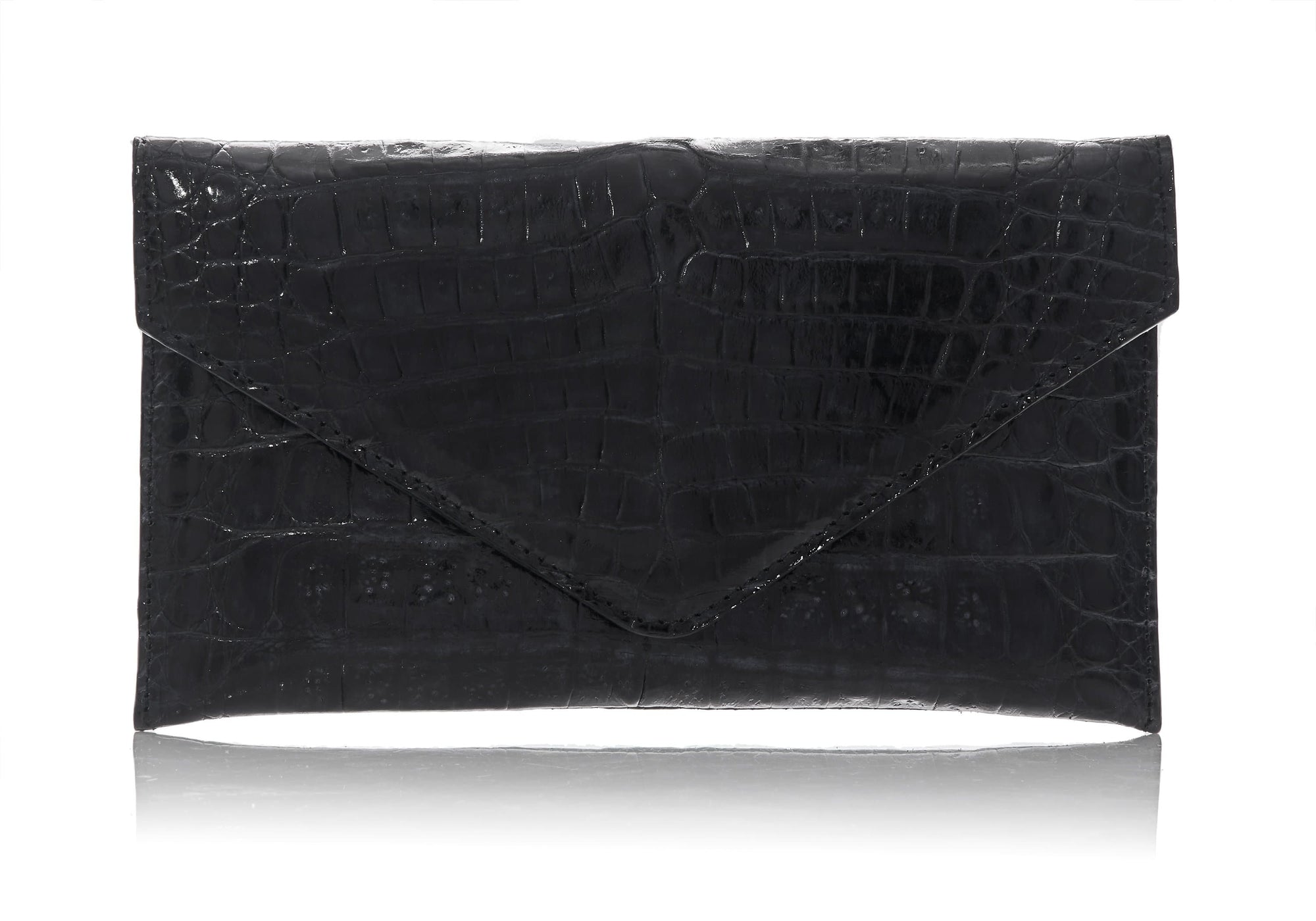 Crocodile Flat Envelope Black