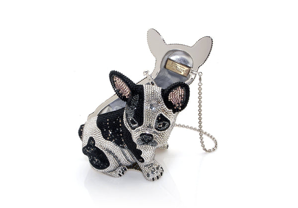 Judith Leiber Couture French Bulldog Winston Crystal Clutch Bag