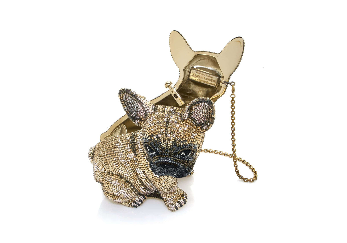 Judith Leiber Couture Fred French Bulldog Crystal Clutch Bag, Silver, Women's