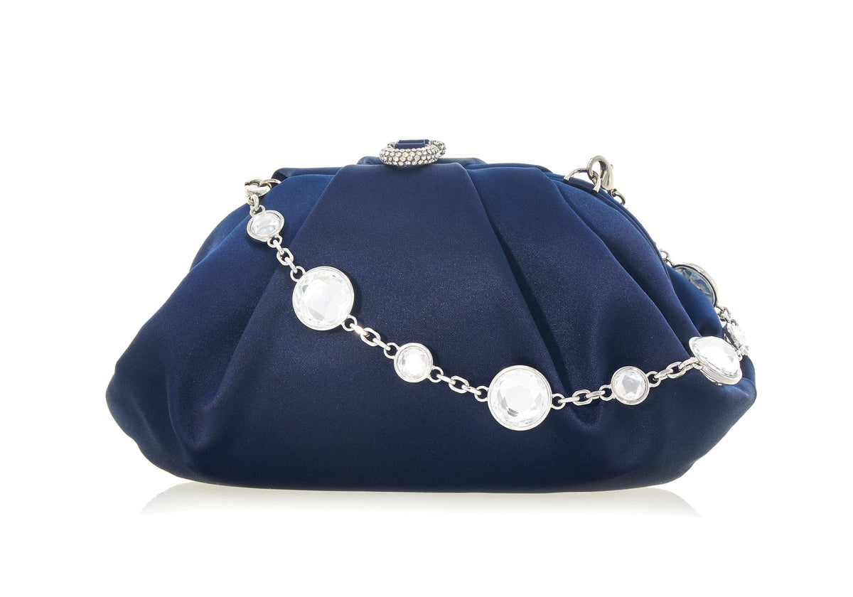 Judith Leiber Gemma Satin Clutch Navy