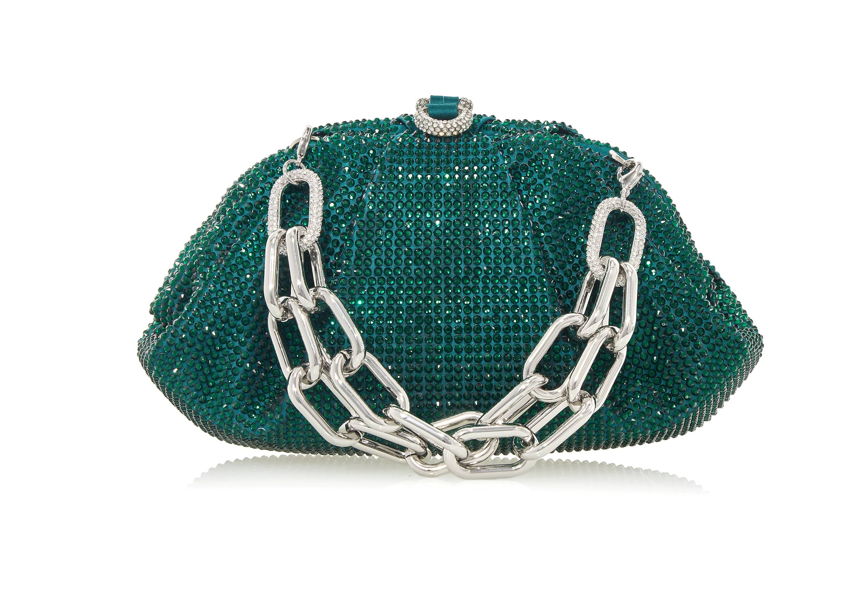 Emerald Green Crystal Hard Case Clutch Bag