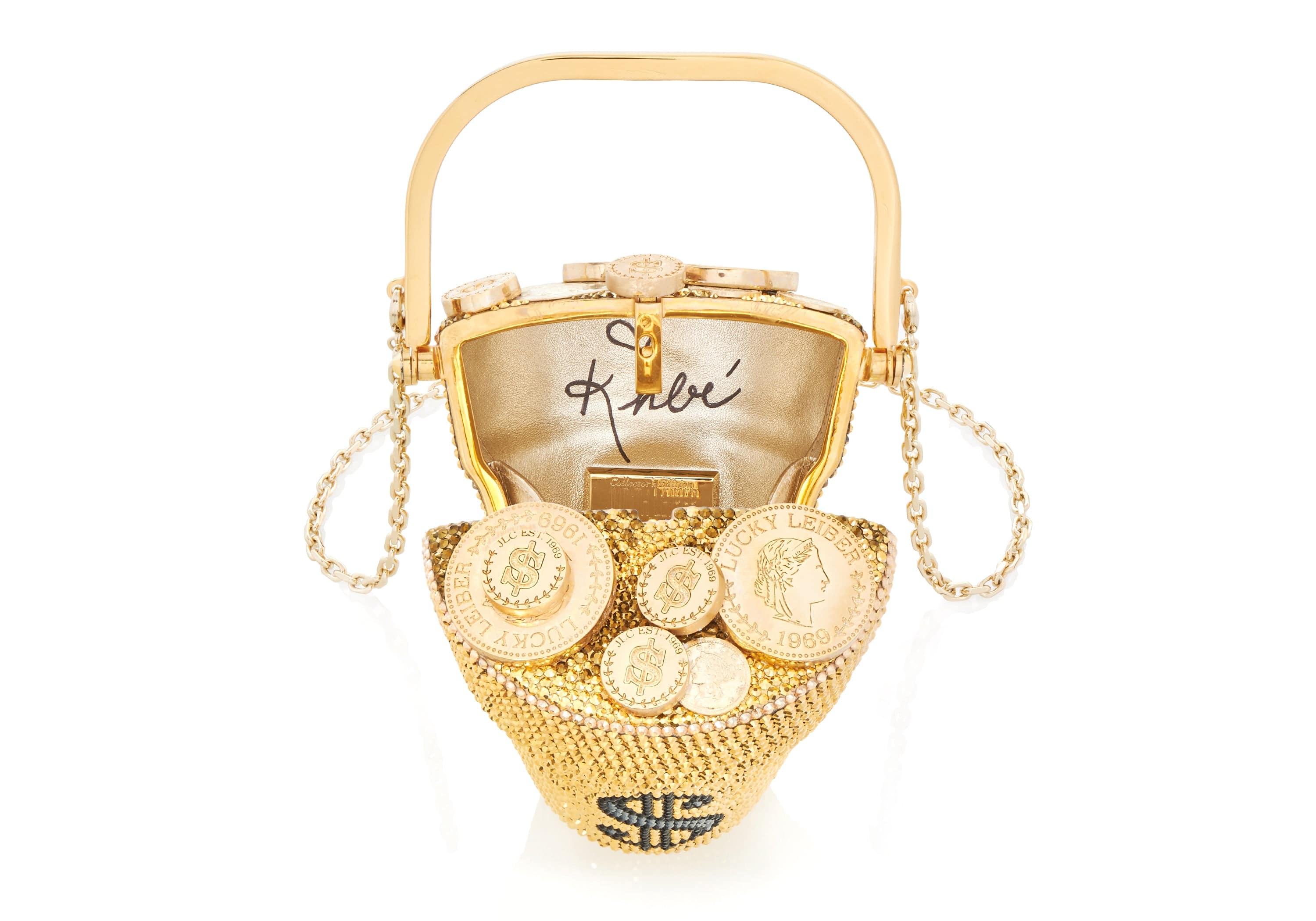 Judith Leiber Couture Khloé's Pot of Gold Crystal Minaudière in Champagne Aurum Multi