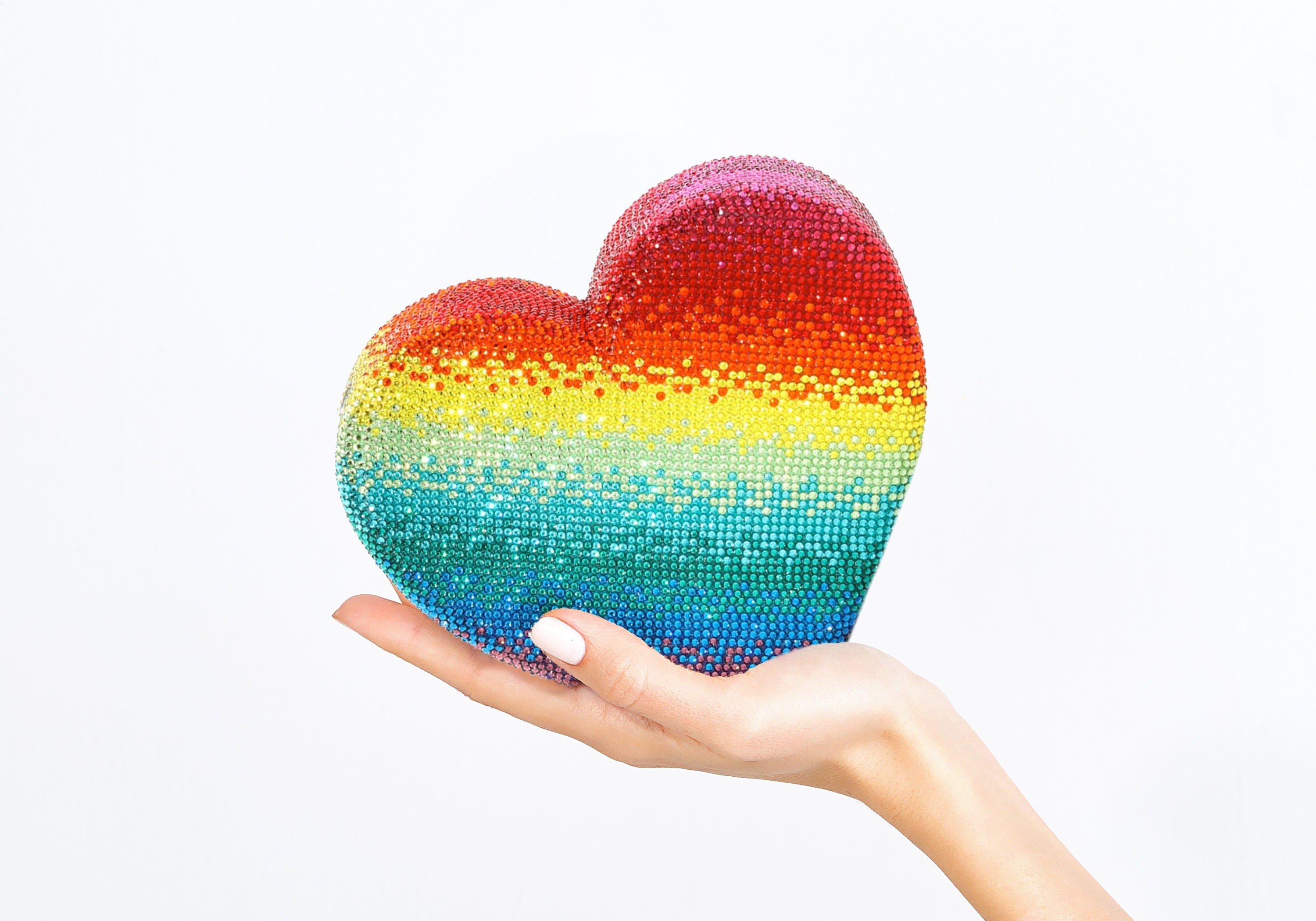 Rainbow Heart Beaded Clutch – Show of Hands