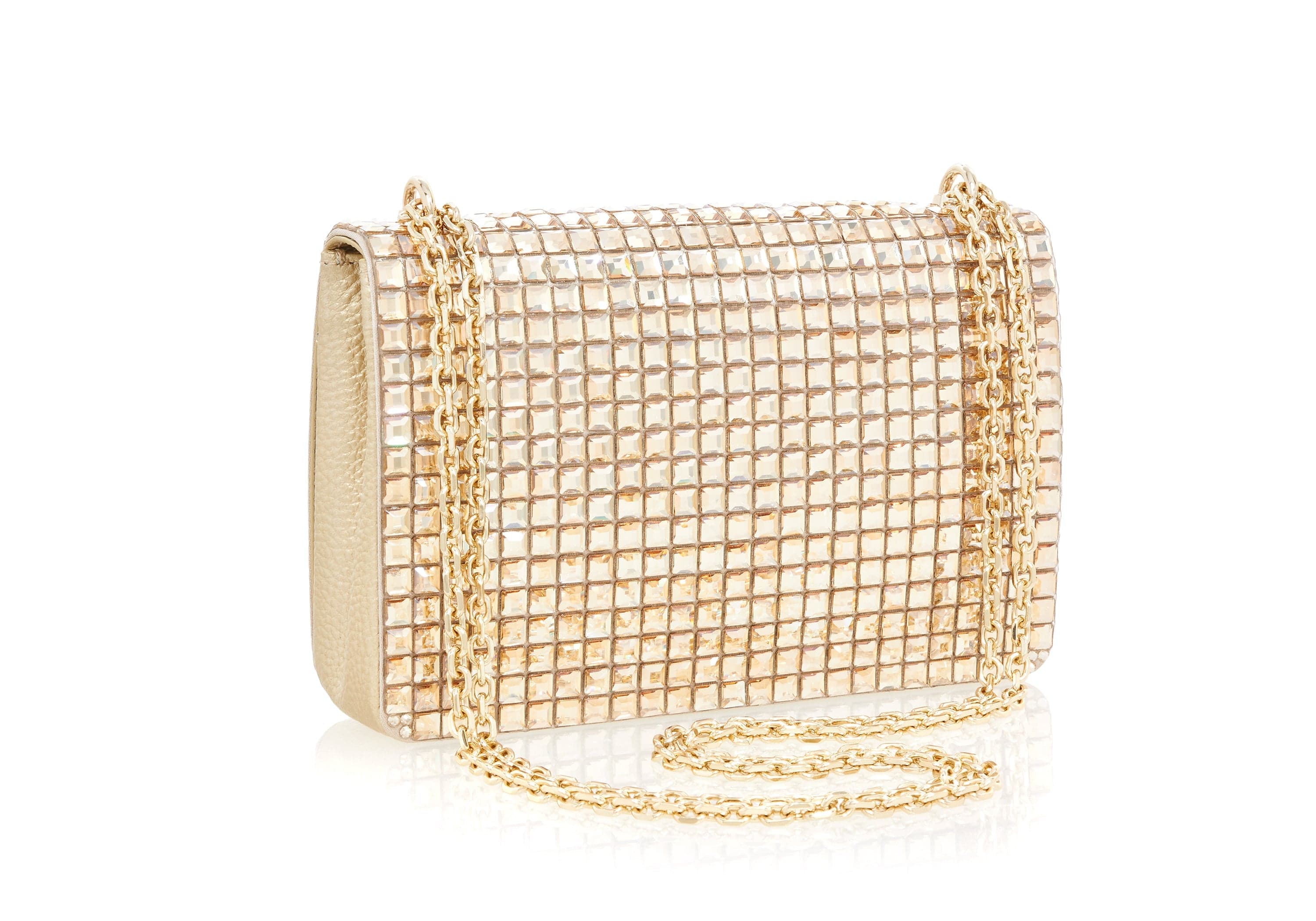 Gold Diamanté Chain Clutch Bag
