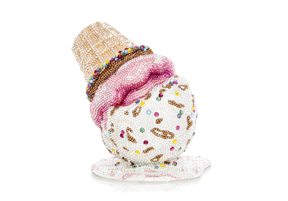 Upside Down Cone Oops crystal clutch front view
