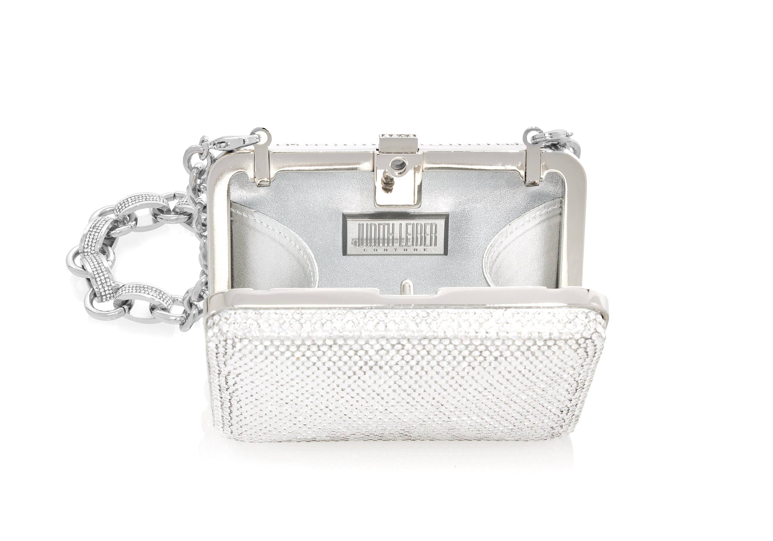 JUDITH LEIBER COUTURE Disco crystal-embellished silver-tone tote