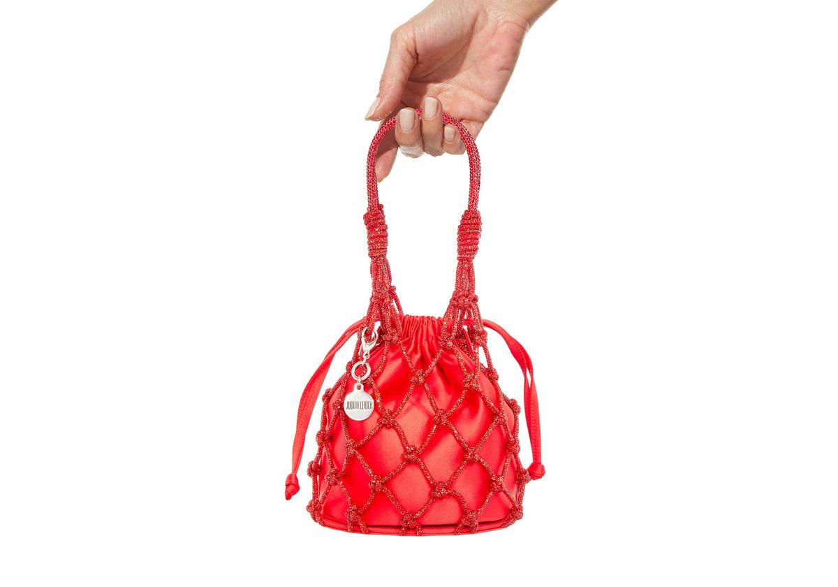 Judith Leiber Sparkle Red Net Pouch