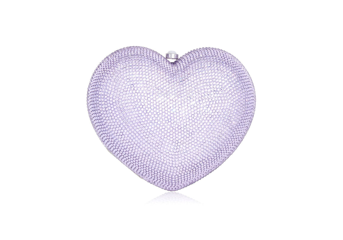 L'Amour Petit Coeur Violet sapphire crystal clutch front view