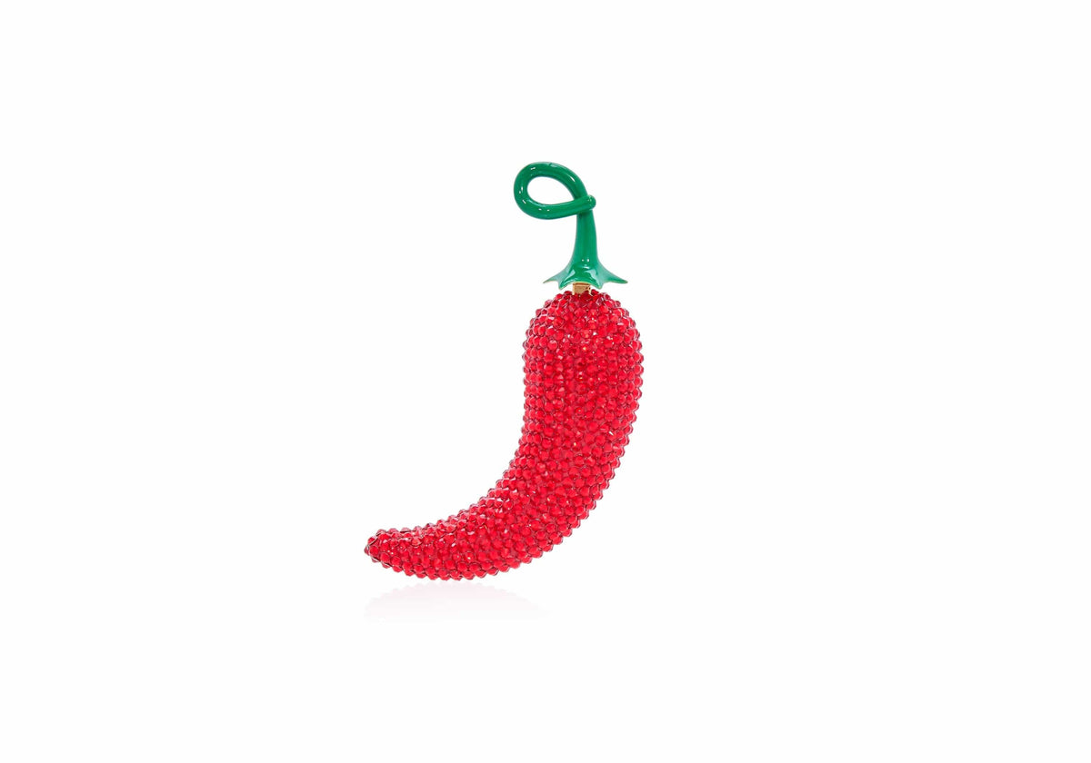 Chili Pepper Pillbox Jalapeño red crystal front view