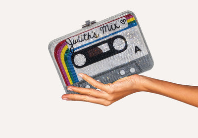 Bespoke Rainbow Mix Slim Slide crystal clutch alternate lifestyle view