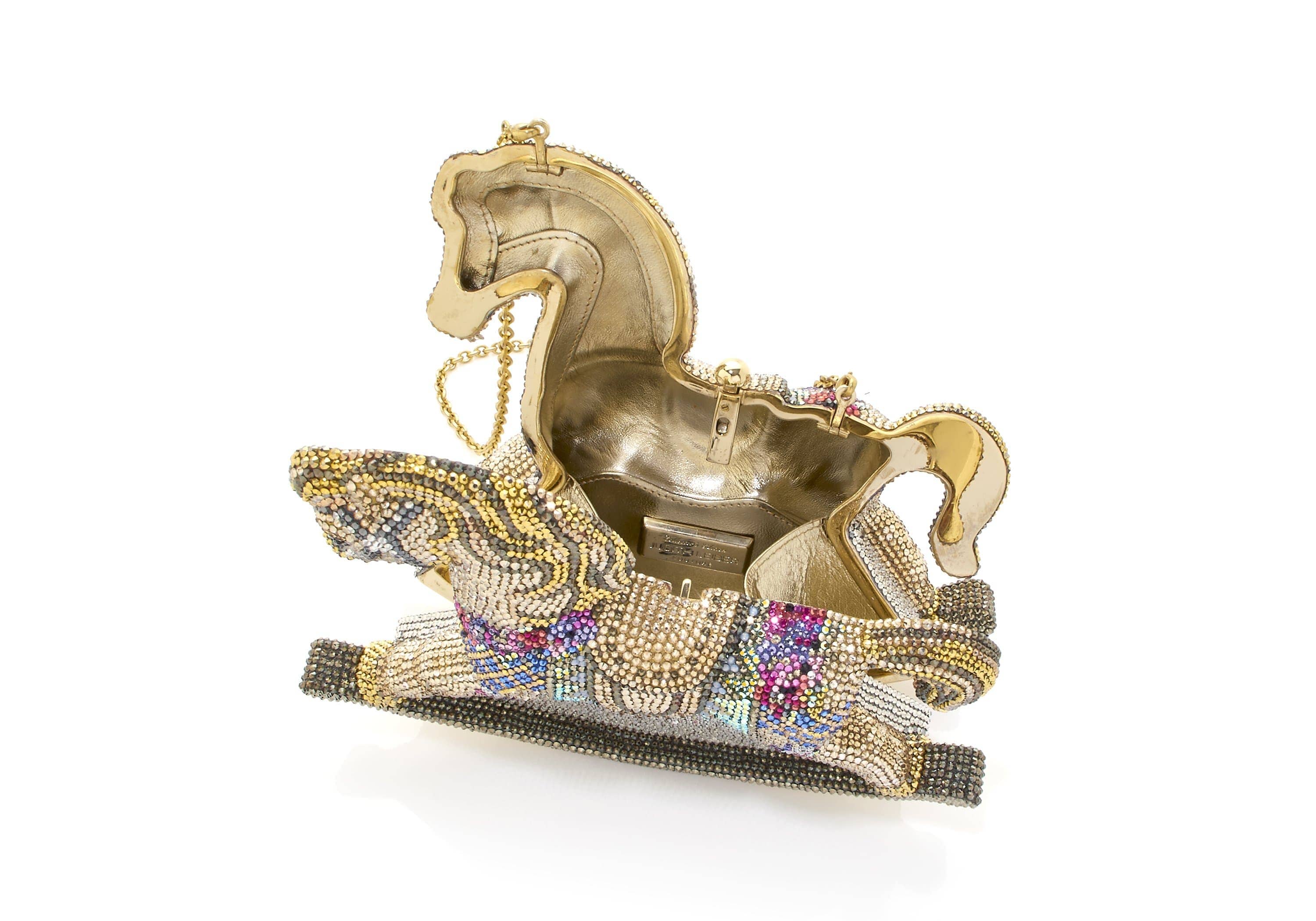 Judith Leiber Willow Rocking Horse Clutch Champagne Multi