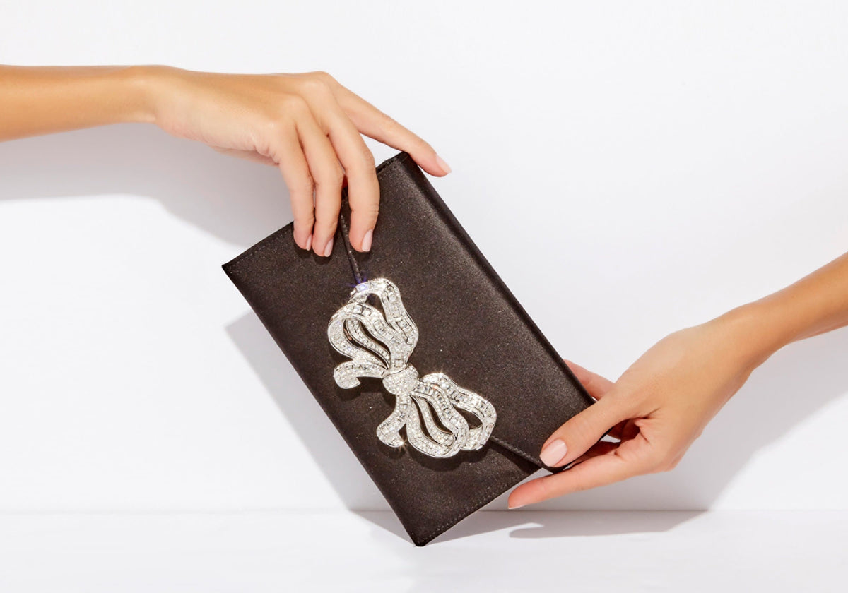 Satin Bow Envelope Black
