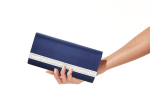 Perry Satin Clutch Navy