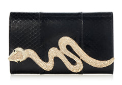 Serpent Snakeskin Clutch Black