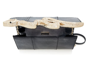Serpent Snakeskin Clutch Black-3