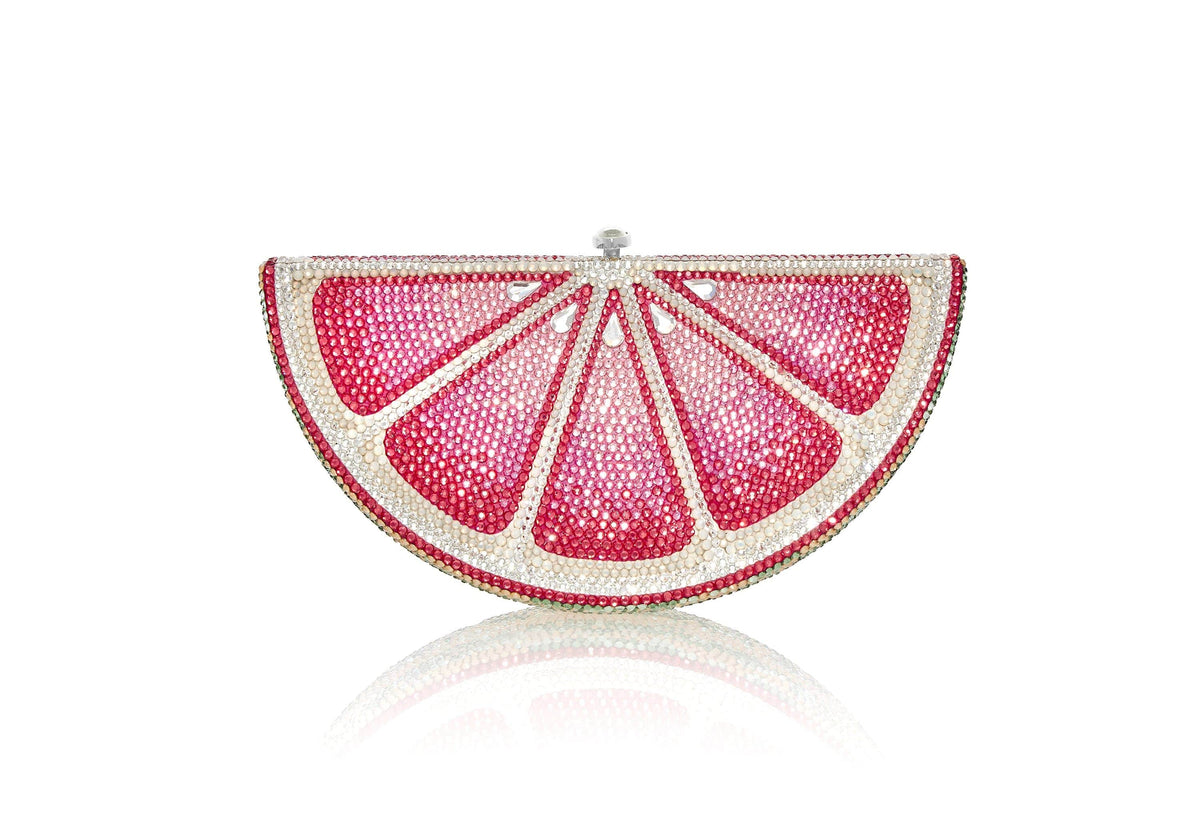 Pink Lemon Slice crystal clutch front view