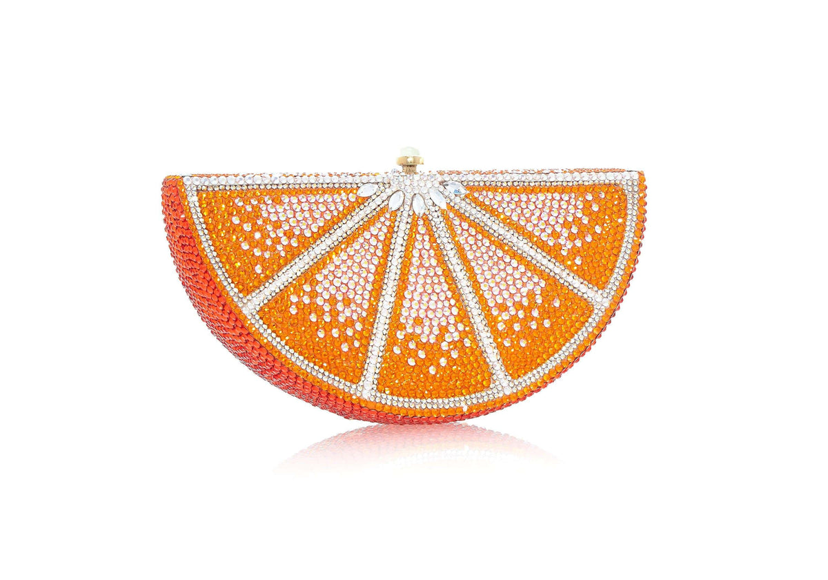 Orange Slice crystal clutch alternate front view