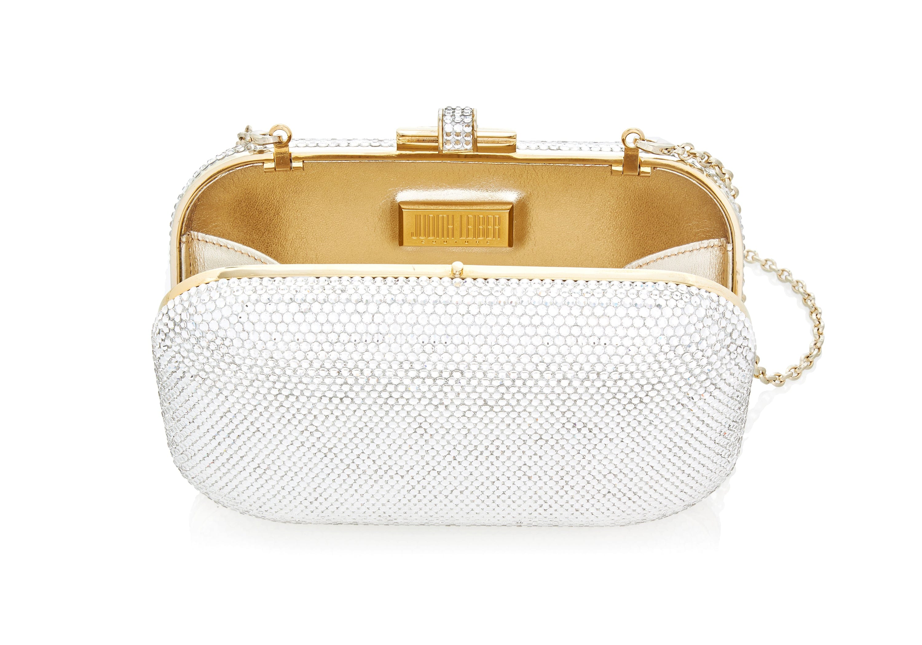 Judith Leiber Crystal Embellished Sphere Clutch in Silver Rhine