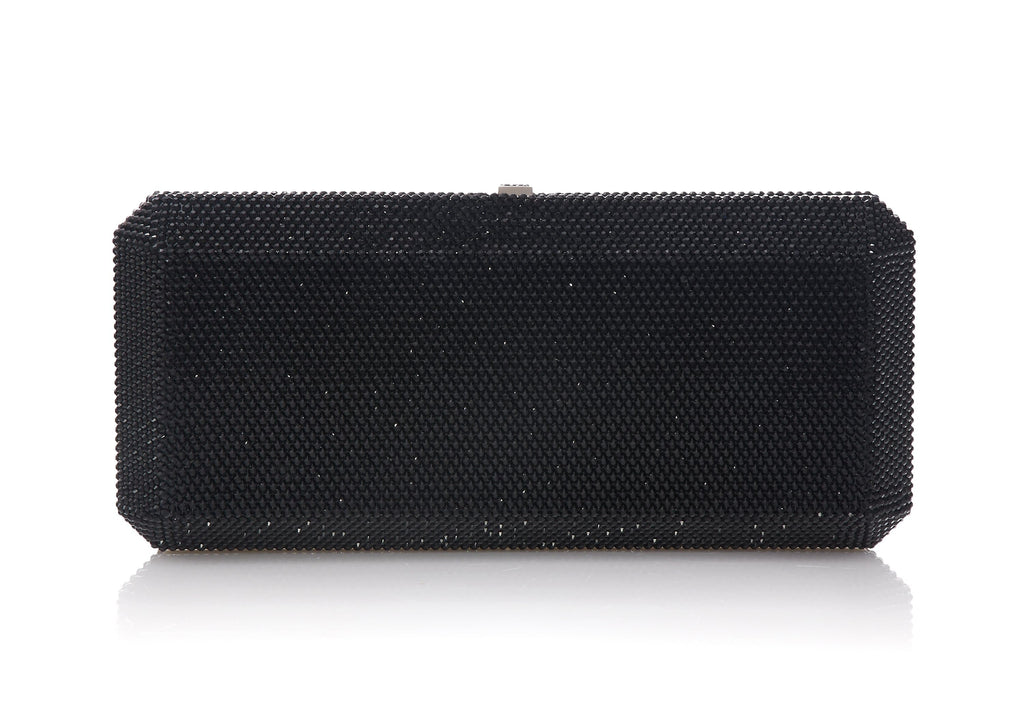 Judith Leiber Night Bloom Crystal Rectangle Clutch Bag Black