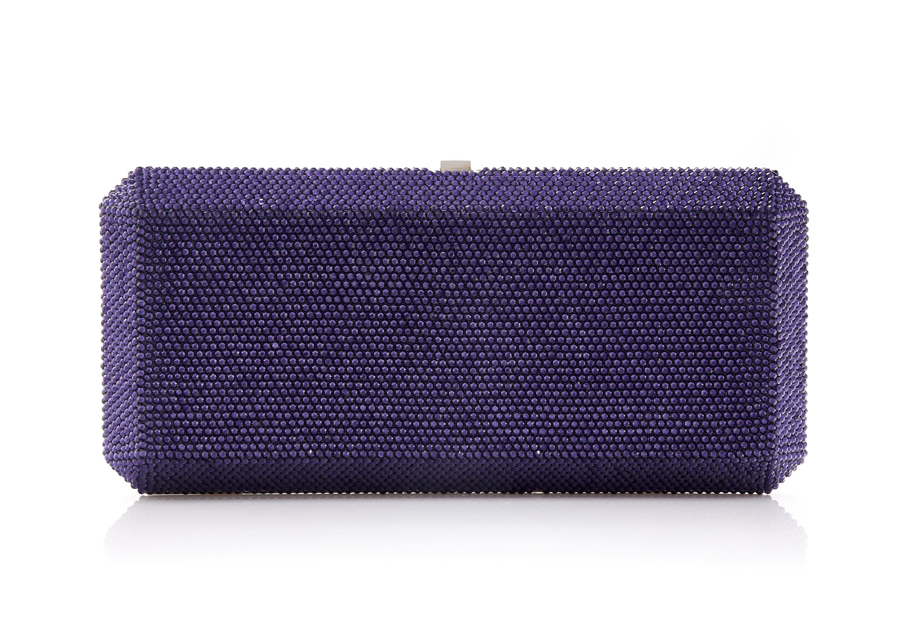 Purple Ruched Satin Clutch Bag with Diamante