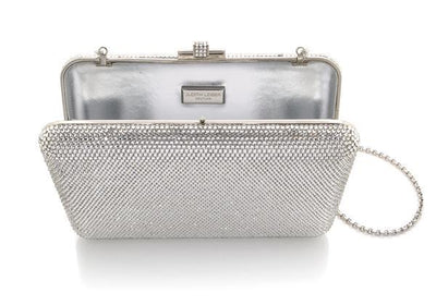 Bespoke Rainbow Mix Slim Slide rhine crystal clutch interior view
