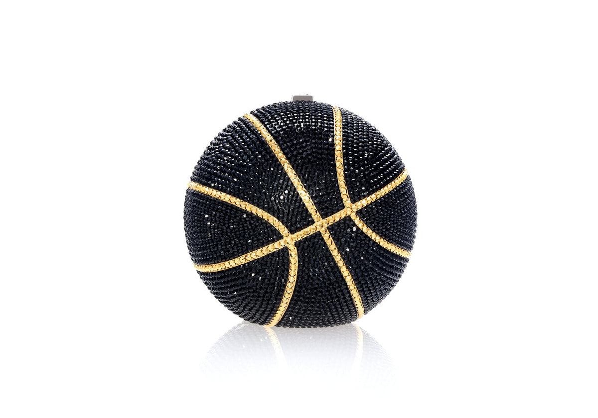 Judith Leiber Basketball Crystal Sphere Clutch Bag Silver/Black