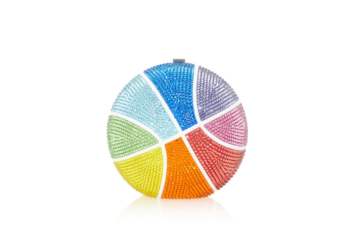 Rainbow Basketball crystal clutch front view