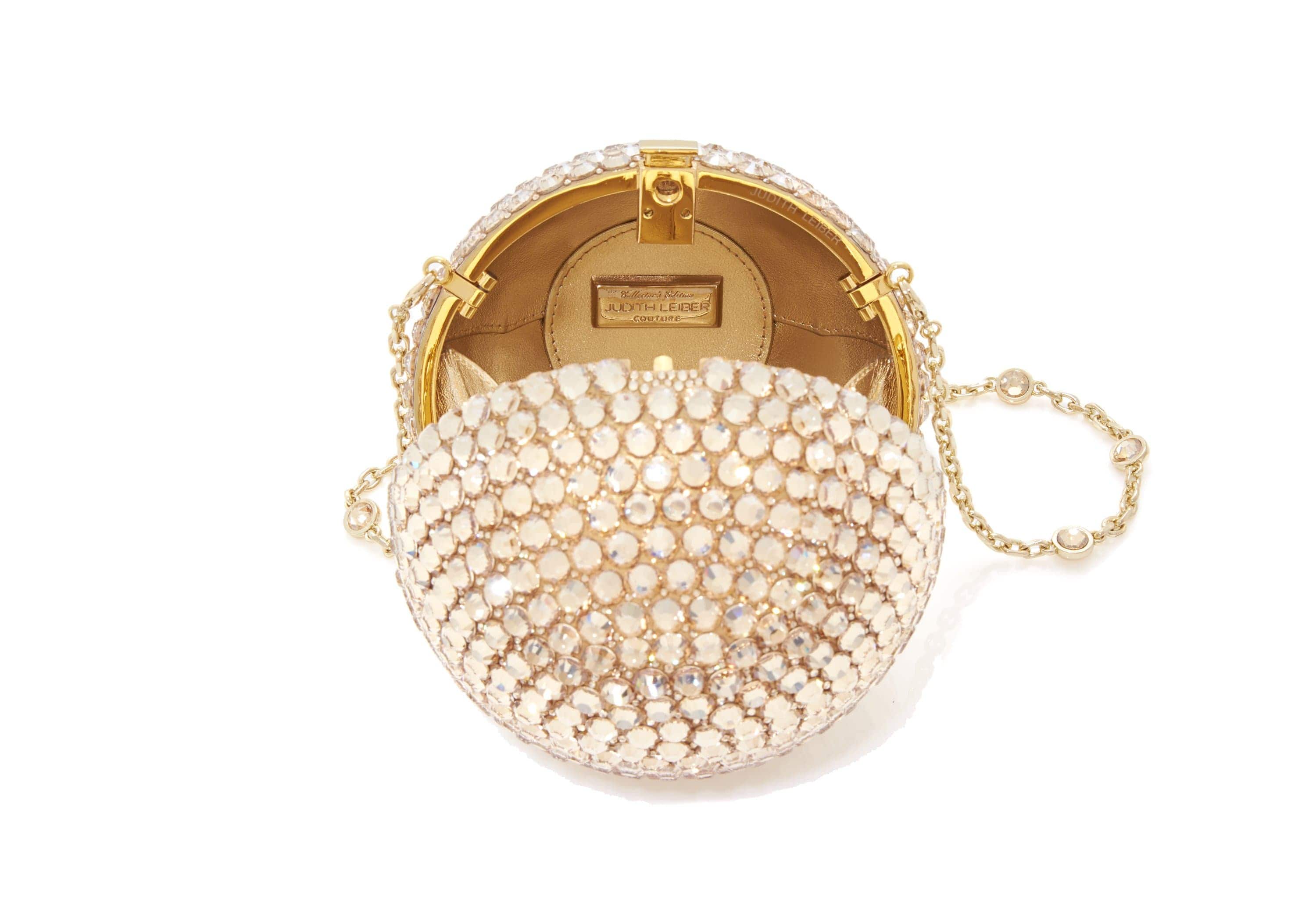 Judith Leiber Champagne Gold Bow Crystal Clutch In Neutrals