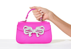 Satin Bow Top Handle Fuchsia